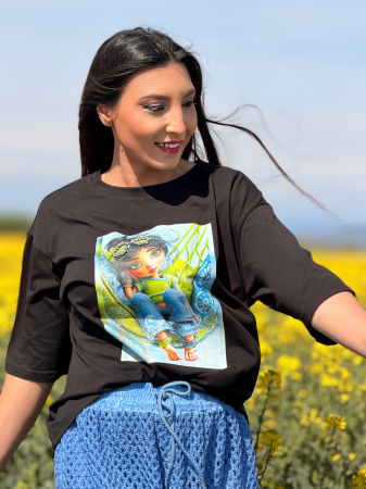 Bluza din bumbac cu imprimeu fetita in hamac [4]