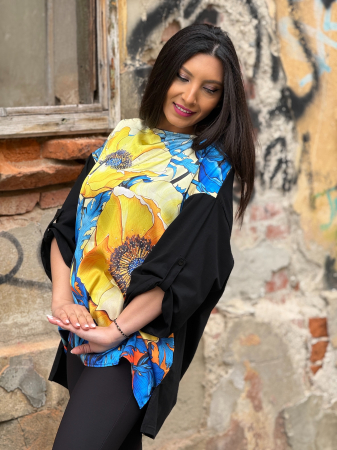 Bluza din bumbac cu print cu galben [1]