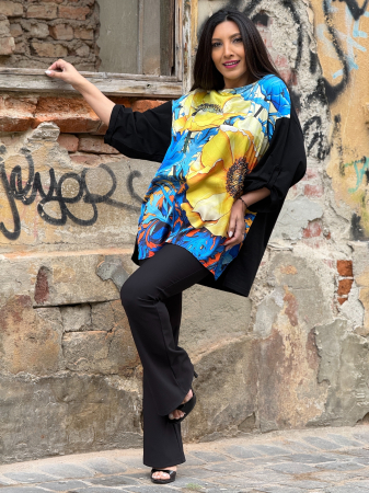 Bluza din bumbac cu print cu galben [4]