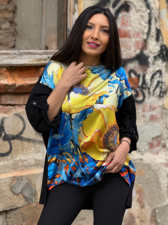 Noutati - Bluza din bumbac cu print cu galben