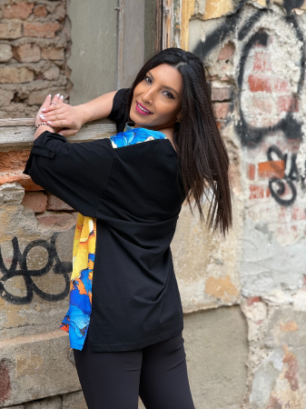 Bluza din bumbac cu print cu galben [3]