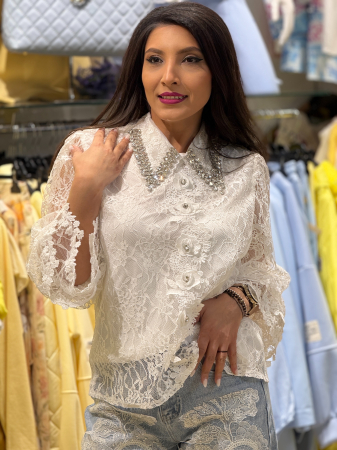 Bluza din dantela cu pietricele la gat [2]