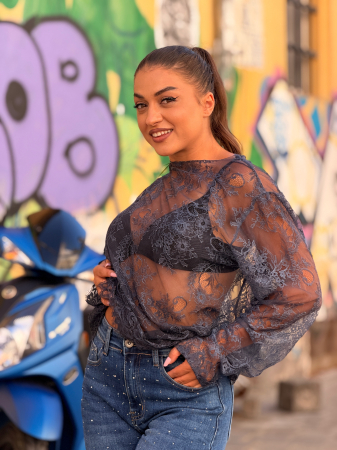 Bluza din dantela florala transparenta [1]