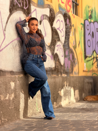Bluza din dantela florala transparenta [6]