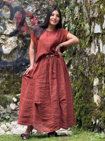 Bluza din in 100% cu dantela la mana [4]