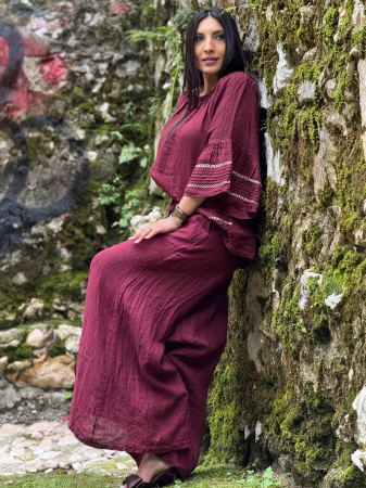 COLECTIA DE IN YOU&ME - Bluza din in 100% cu elastic la gat