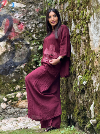 Bluza din in 100% cu floare cu paiete [5]