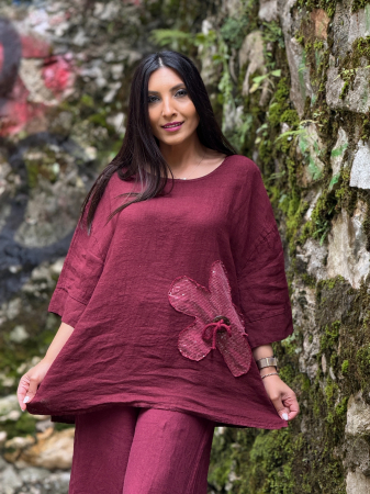 Bluza din in 100% cu floare cu paiete [3]