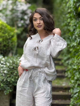 Bluza din in cu decolteu in V [1]