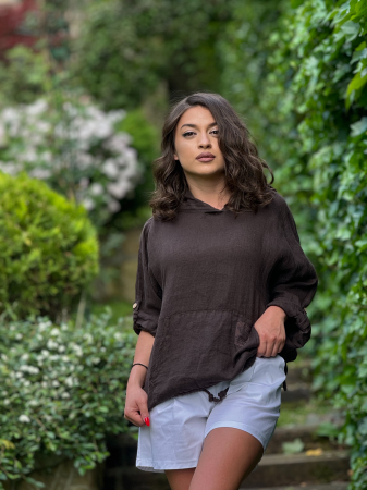 Bluze si camasi - Bluza din in cu gluga