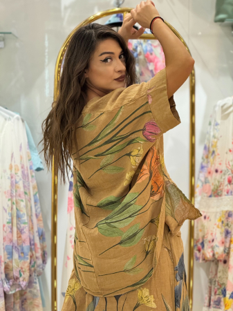 Bluza din in cu imprimeu lalele [2]
