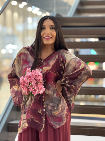 Imbracaminte de dama - Bluza din matase cu nasturi mozaic