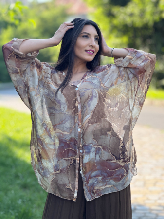 Imbracaminte de dama marimea XXL - Bluza din matase mozaic
