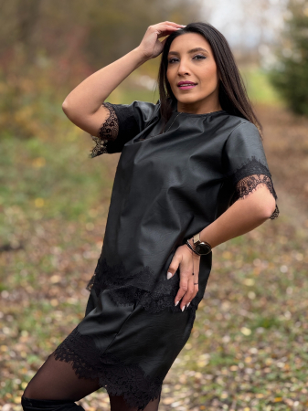 Bluza din piele ecologica cu dantela [1]