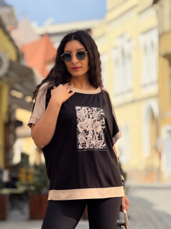 Bluza din vascoza cu detaliu bej [4]