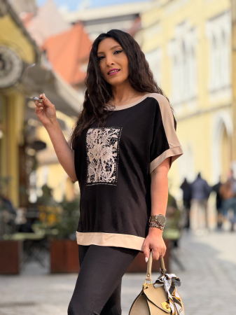 Bluza din vascoza cu detaliu bej [1]