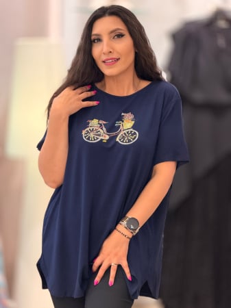 Imbracaminte de dama - bluza din vascoza cu imprimeu bicicleta