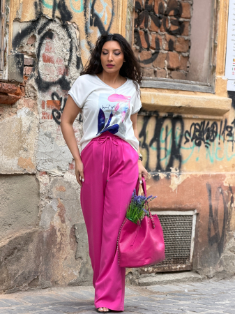 Bluza din vascoza cu imprimeu fruza mov [5]