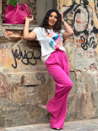 Bluza din vascoza cu imprimeu romburi si snur in partea de jos [2]