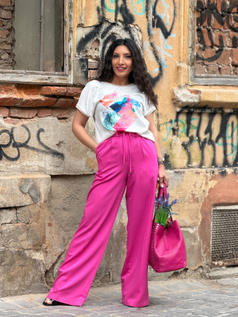 Bluza din vascoza cu imprimeu romburi si snur in partea de jos [5]