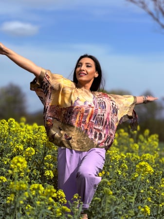 Imbracaminte de dama - Bluza din vascoza cu print Venetia