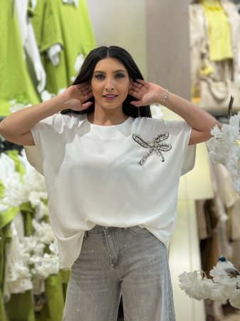 Imbracaminte de dama - Bluza eleganta cu accesoriu stralucitor