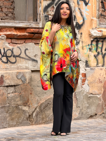 Bluza galbena cu colturi si imprimeu floral [6]