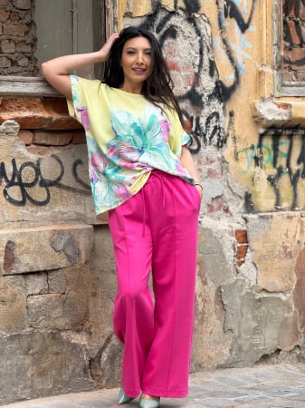 Bluze si camasi - Bluza galbena cu imprimeu floare