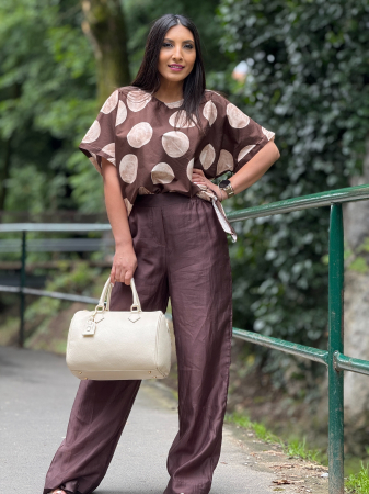 Imbracaminte de dama - Bluza maro cu buline