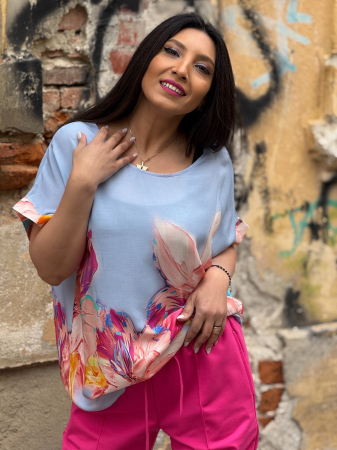 Bluza mov cu imprimeu floare [5]