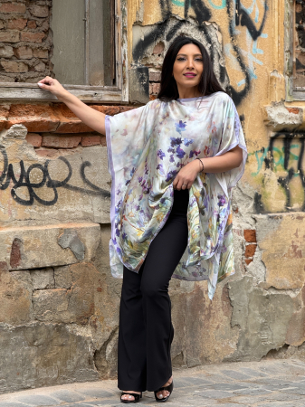 Bluze si camasi - Bluza mov cu imprimeu flori de camp