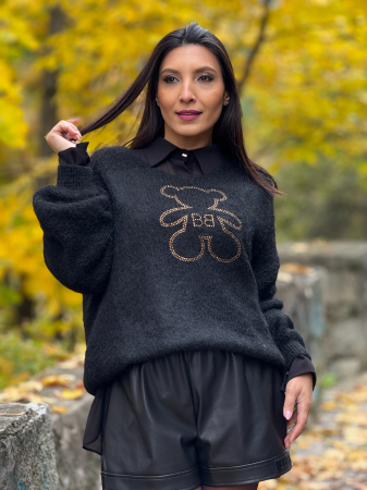 Bluza neagra cu imprimeu ursulet [1]