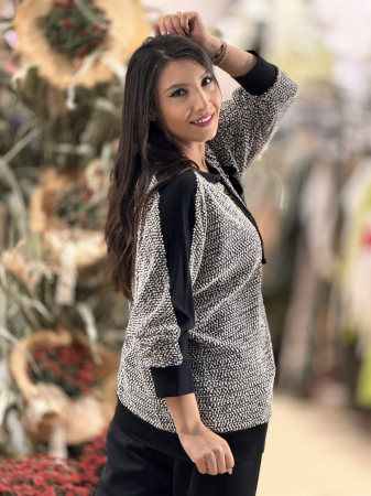 Bluza pepita cu imprimeu floare [2]