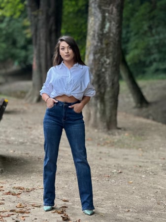 Pantaloni - Blugi clasici albastru inchis