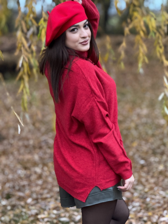 Bluza rosie cu gat inalt [3]