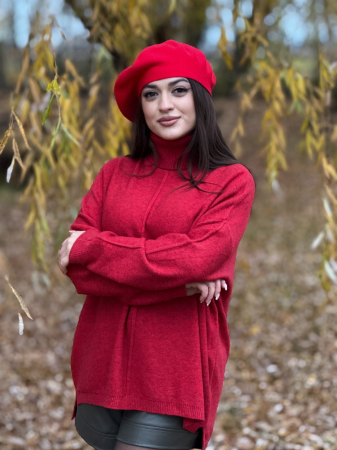 Bluza rosie cu gat inalt [4]