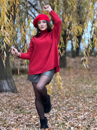 Bluza rosie cu gat inalt [5]