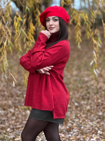 Bluza rosie cu gat inalt [2]