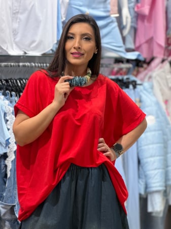 Bluze si camasi - Bluza rosie oversize
