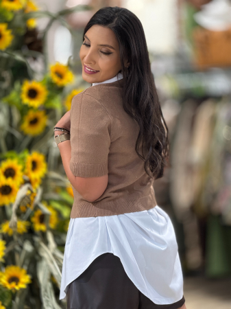 Bluza scurta tricotata cu paiete [3]