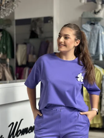 Imbracaminte de dama - Bluza simpla mov din vascoza