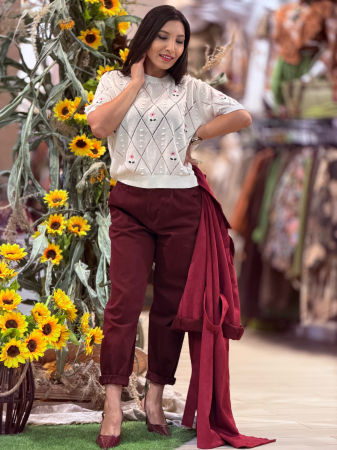 Bluza tricotata cu floricele [3]