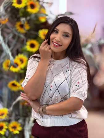 Bluza tricotata cu floricele [1]