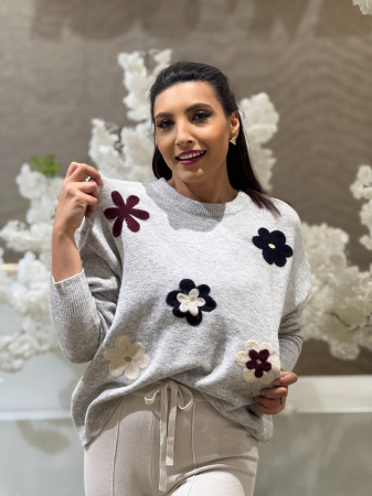 Bluza tricotata cu imprimeu floricele [1]