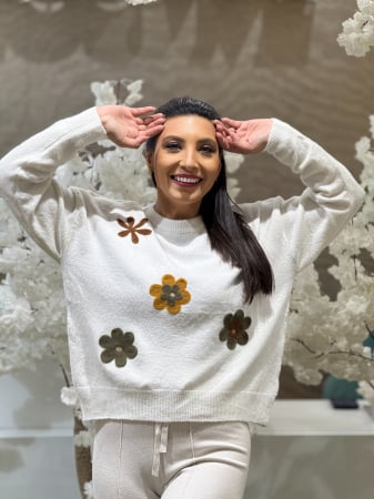 Bluze si camasi - Bluza tricotata cu imprimeu floricele