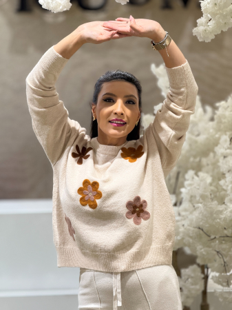 Bluza tricotata cu imprimeu floricele [4]