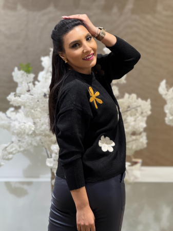 Bluza tricotata cu imprimeu floricele [3]