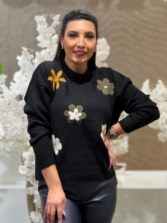 Bluza tricotata cu imprimeu floricele [1]
