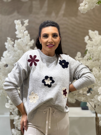 Bluza tricotata cu imprimeu floricele [2]