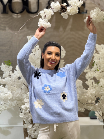 Bluza tricotata cu imprimeu floricele [2]